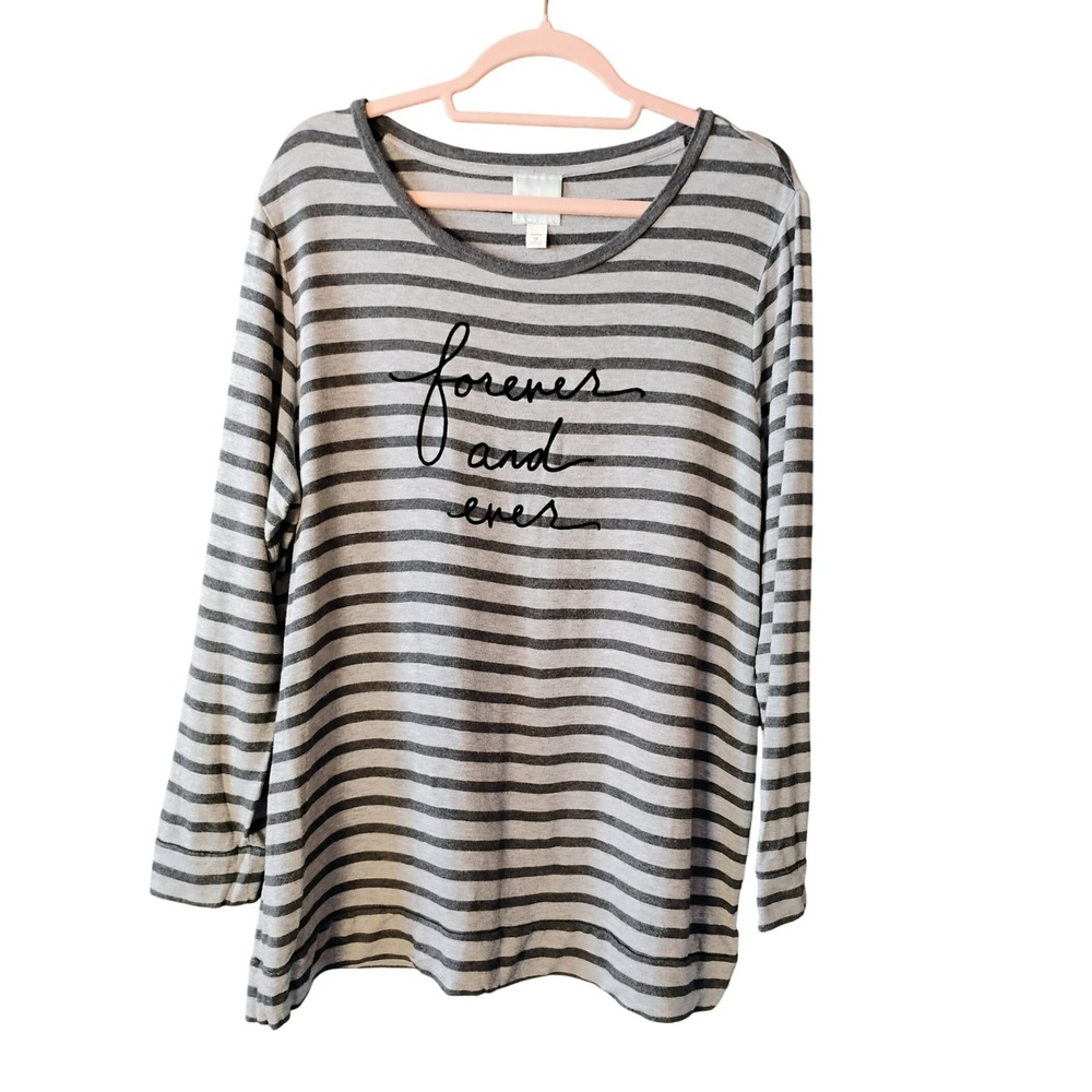 Sunday Woman 1X Striped Long Sleeve Top Forever and Ever Tunic
